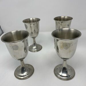 Set of 4 Vintage Certified Pewter Goblets